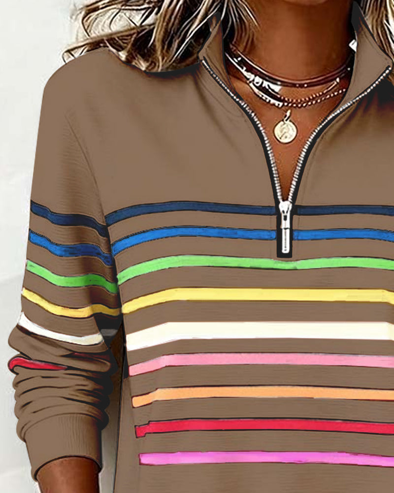 Viena – Sudadera con cremallera de rayas de colores