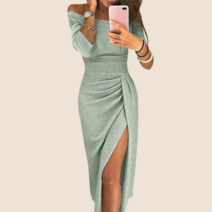 Isabeau | Elegante vestido maxi de Mujer con cuello halter y ajuste fluido