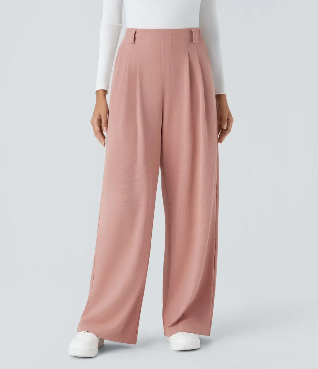 Halara - Pantalones de oficina de pierna ancha con bolsillos laterales y cintura alta para Mujer