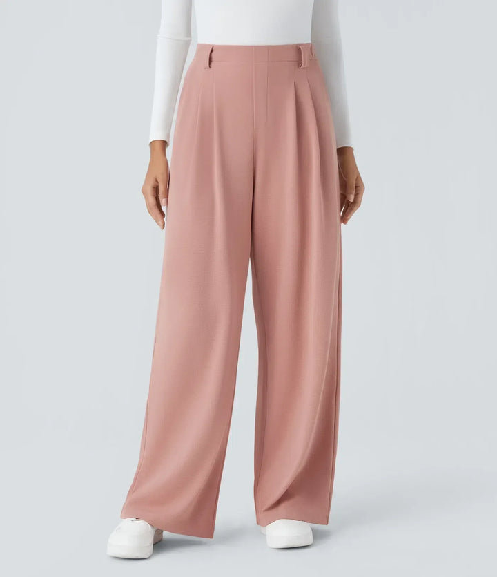Halara - Pantalones de oficina de pierna ancha con bolsillos laterales y cintura alta para Mujer