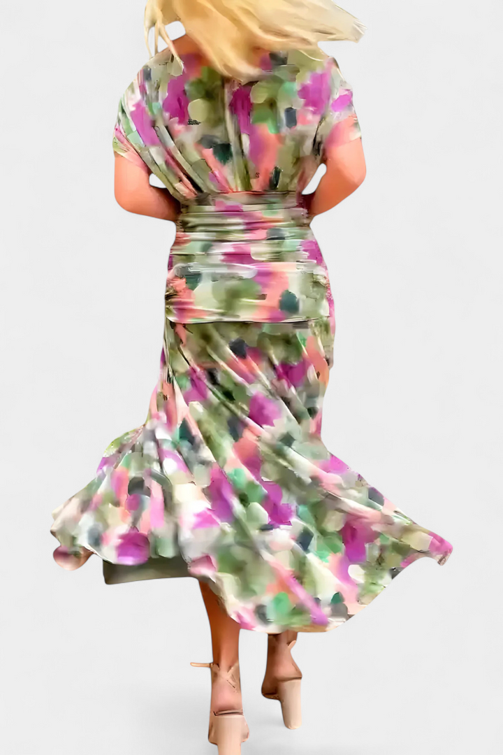 Magda™ | Vestido largo de flores con escote en V