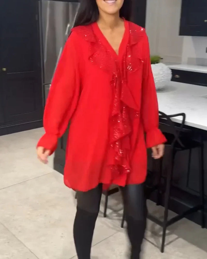 Ksenia – Blusa Elegante para Dama con Detalle de Volantes