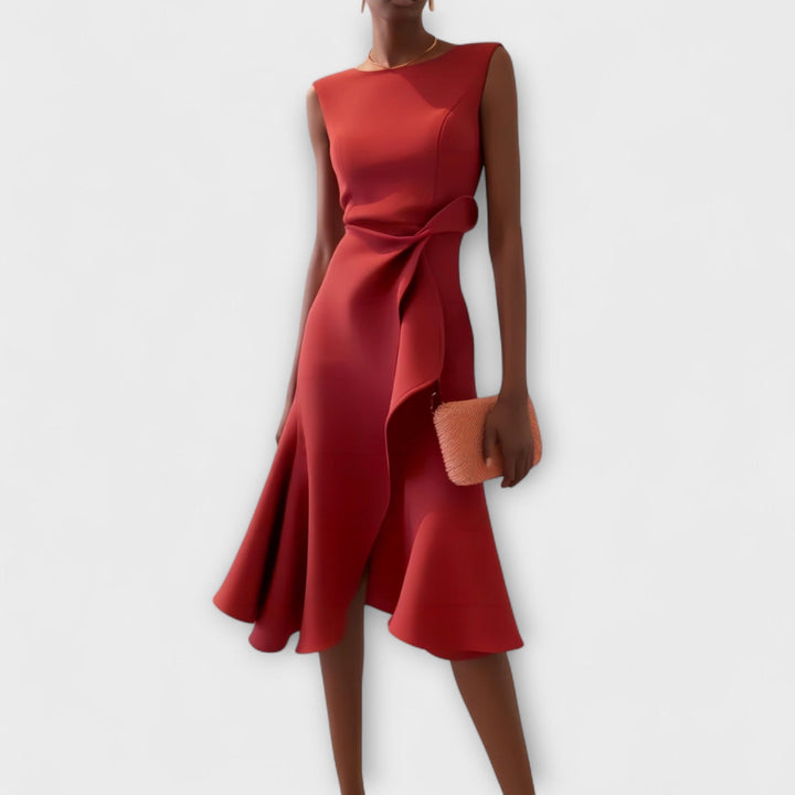 Juliette – Vestido midi asimétrico drapeado