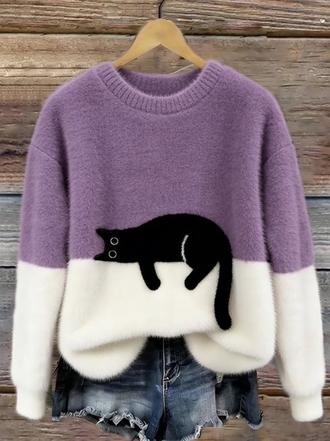 Luna | Suéter Femenina con Gráfico de Gato