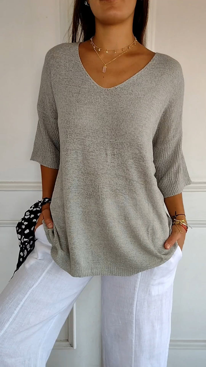 Anna - Top de malla con cuello en V