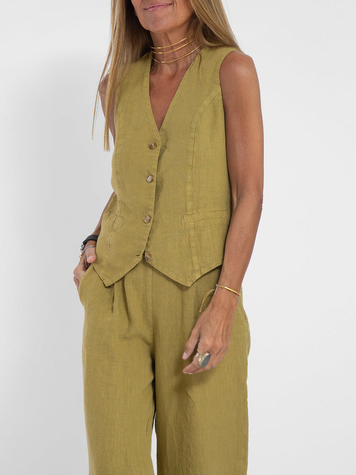 Ella | Conjunto de chaleco y pantalón ancho (Casi agotado)