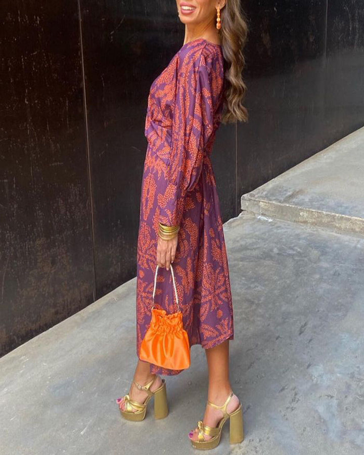 Ida™ – Vestido Midi de Mujer Elegante con Estampado de Encanto Atemporal
