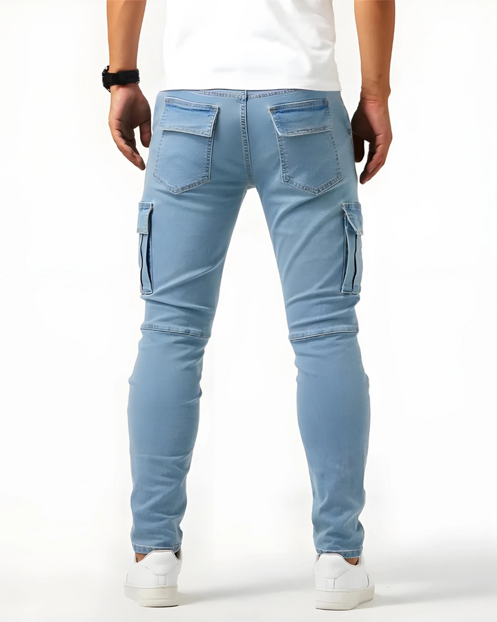 Duvan - Pantalón Cargo Marino Elástico para Hombre