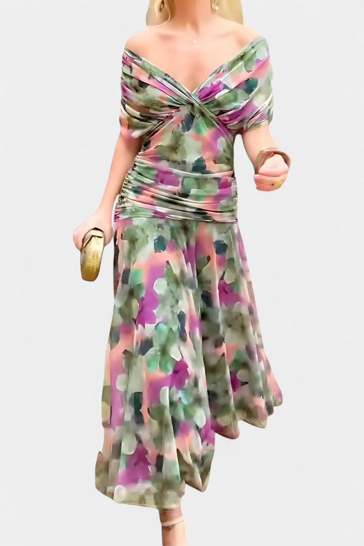 Magda™ | Vestido largo de flores con escote en V