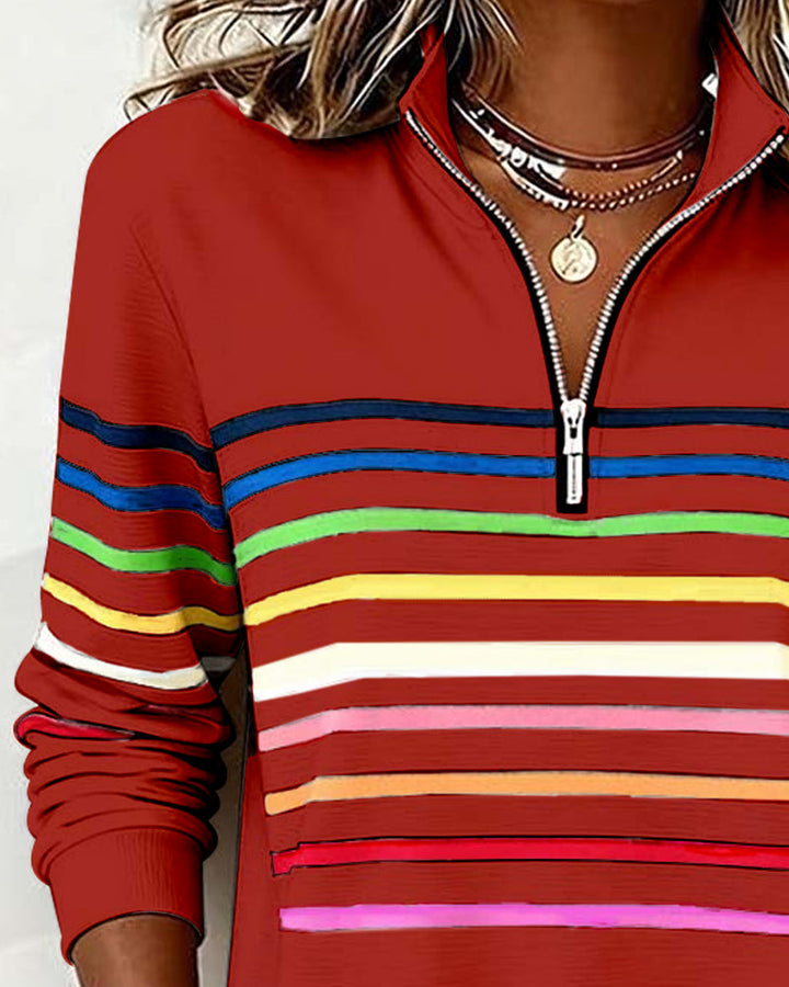 Viena – Sudadera con cremallera de rayas de colores