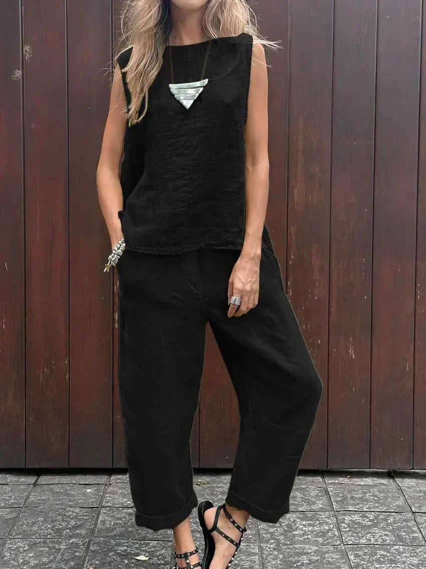 Mayte™ Conjunto casual elegante de dos piezas con chaleco y pantalones sin mangas