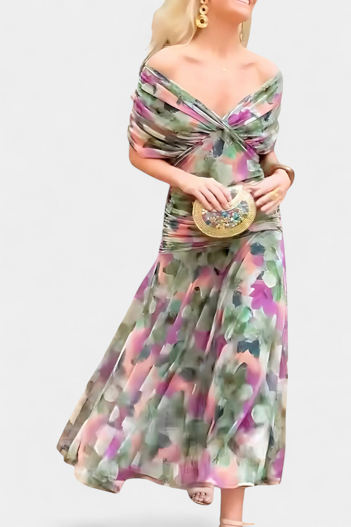Magda™ | Vestido largo de flores con escote en V