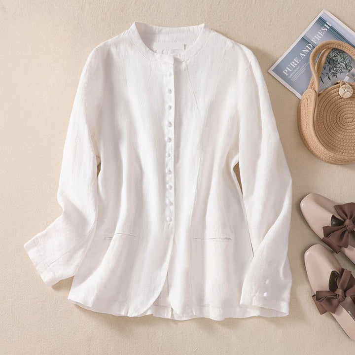 Laurienne™ | Blusa de lino abotonada