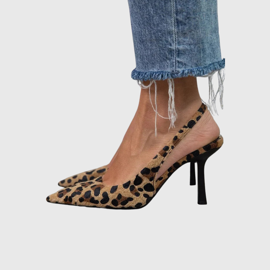 Monique – Zapatos de tacón de leopardo con punta puntiaguda para Mujer