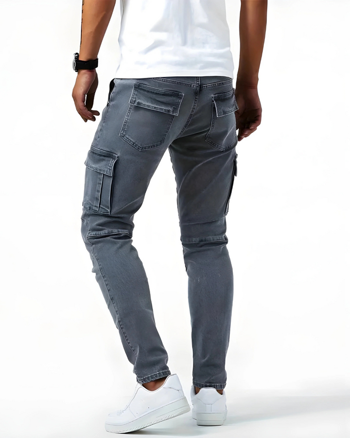 Duvan - Pantalón Cargo Marino Elástico para Hombre