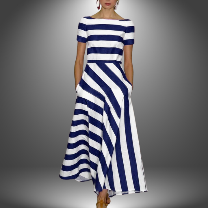 Malene | Vestido largo de rayas con corte A