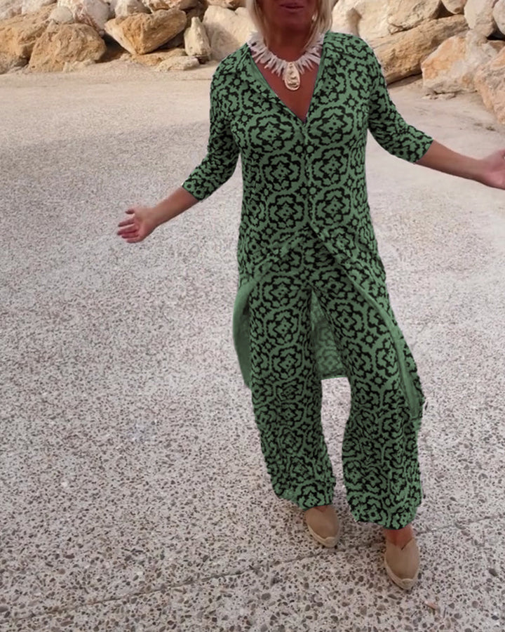 Amalia™ | Conjunto de botones de solapa de dos piezas con estampado vintage