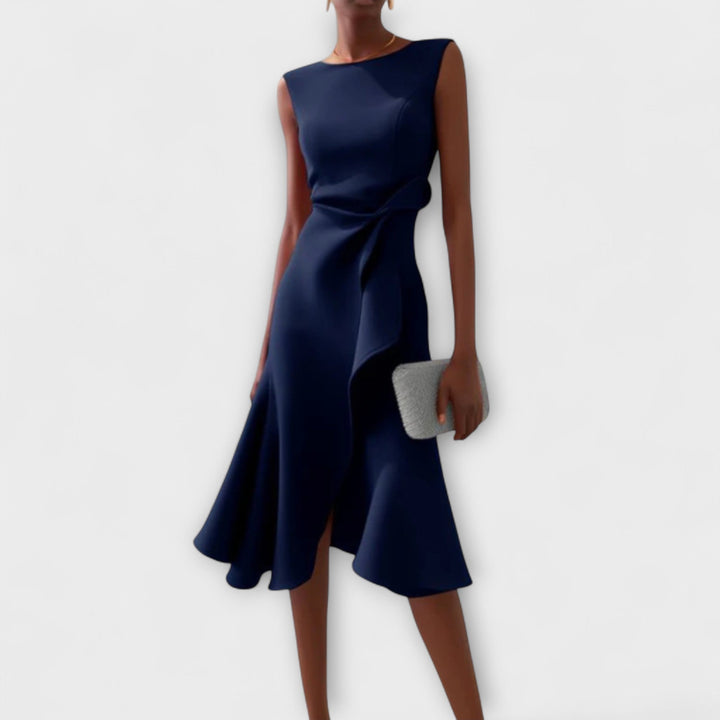 Juliette – Vestido midi asimétrico drapeado
