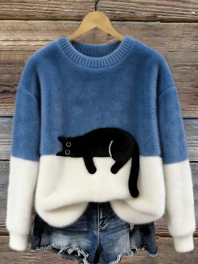 Luna | Suéter Femenina con Gráfico de Gato