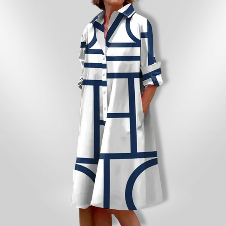 Helena | Vestido midi con estampado geométrico