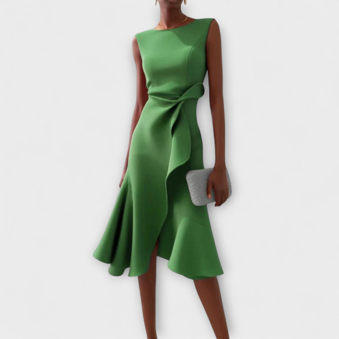 Juliette – Vestido midi asimétrico drapeado