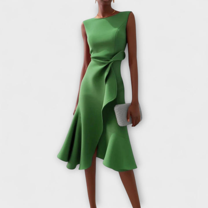 Juliette – Vestido midi asimétrico drapeado