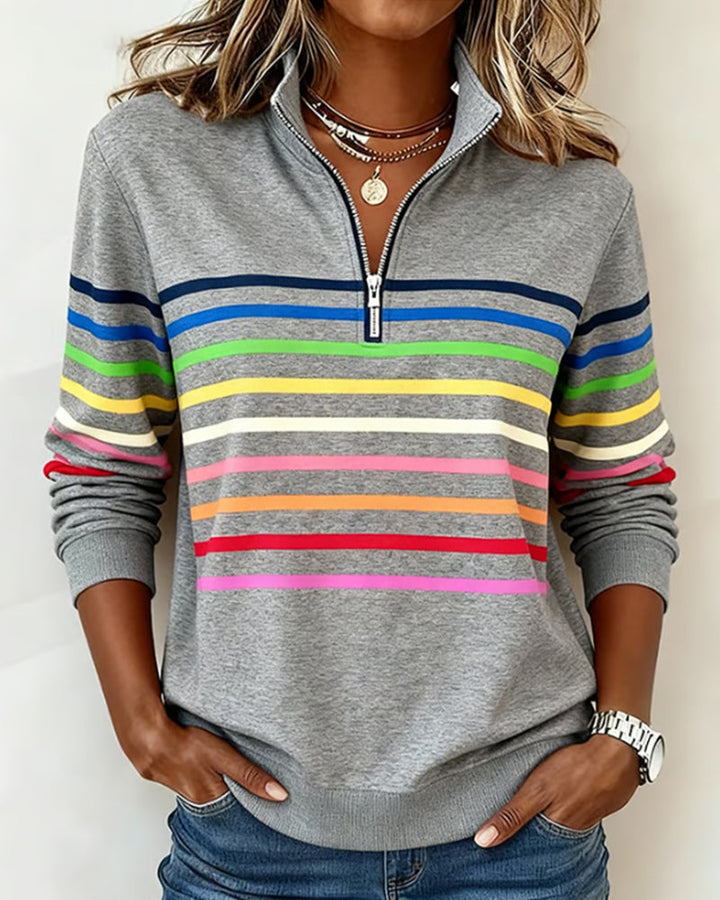 Viena – Sudadera con cremallera de rayas de colores