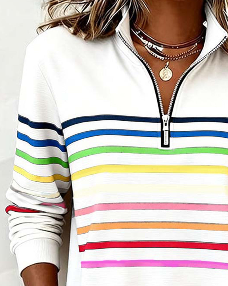 Viena – Sudadera con cremallera de rayas de colores