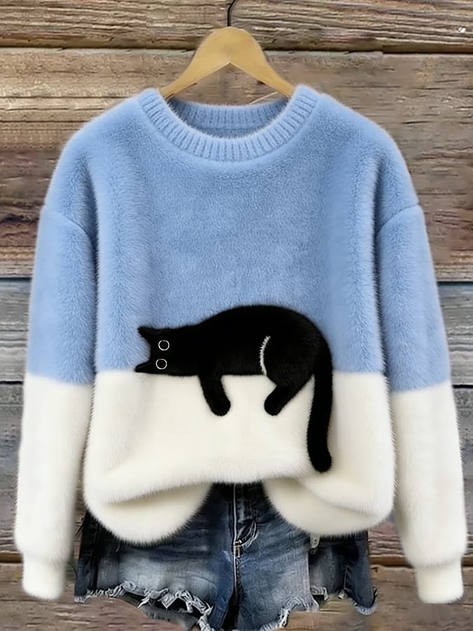 Luna | Suéter Femenina con Gráfico de Gato