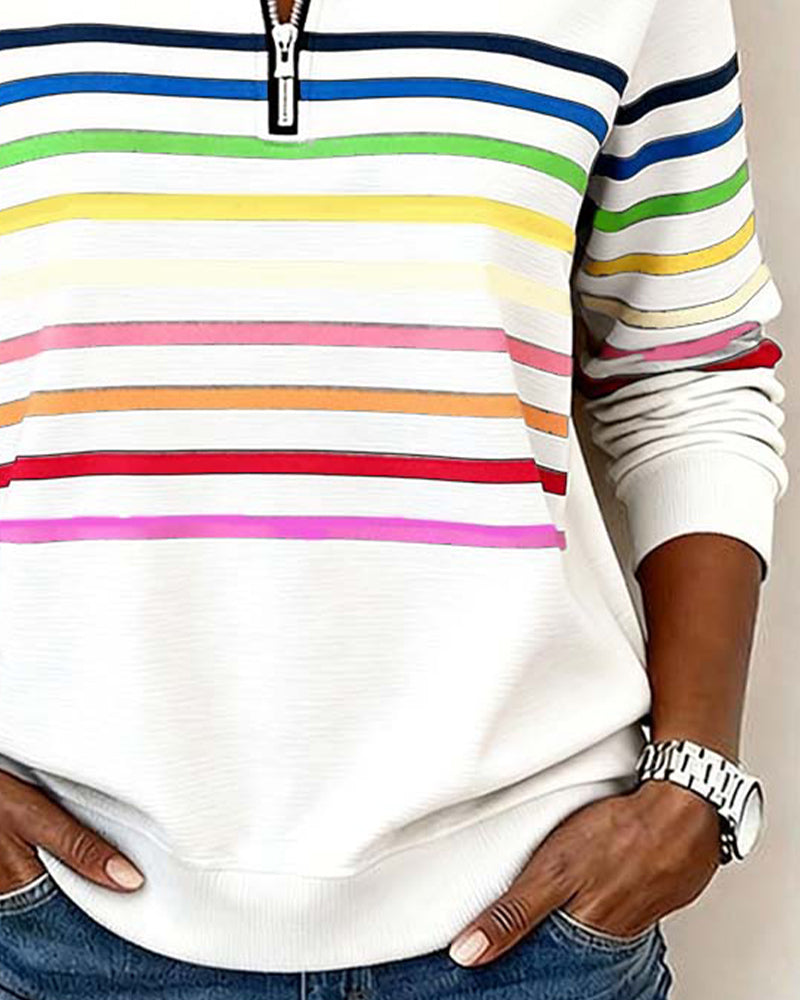 Viena – Sudadera con cremallera de rayas de colores