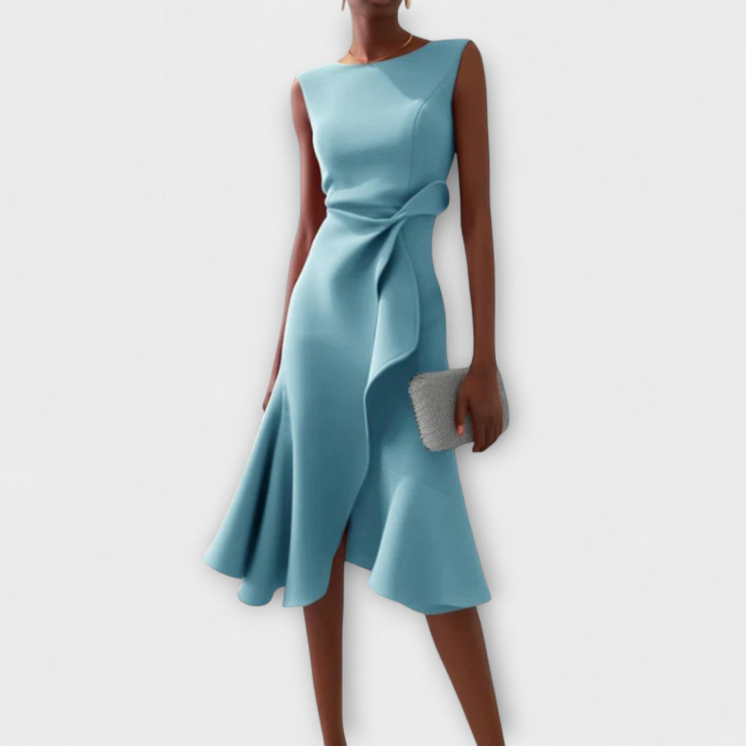 Juliette – Vestido midi asimétrico drapeado