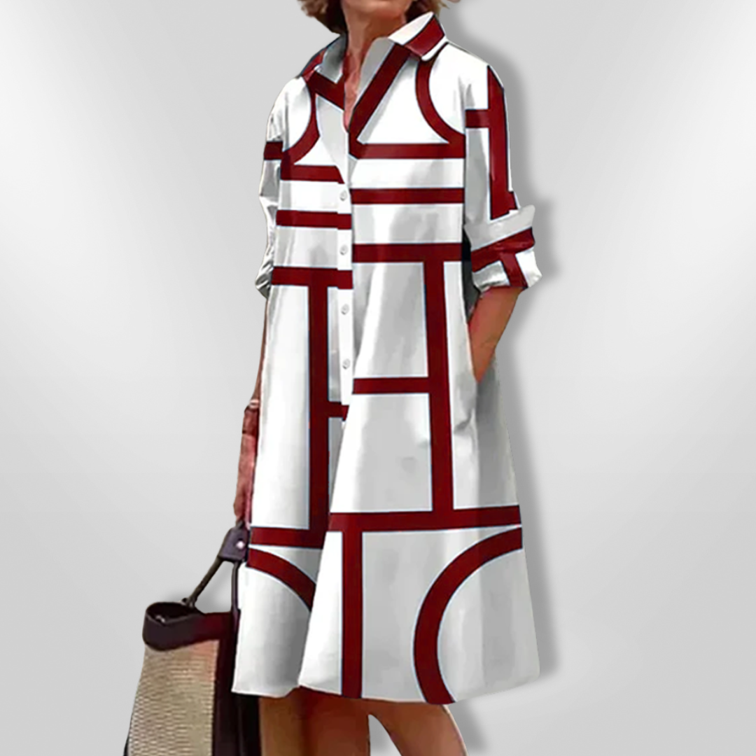 Helena | Vestido midi con estampado geométrico