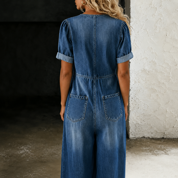 Maya | Mono de Denim de Pierna Ancha para Mujer