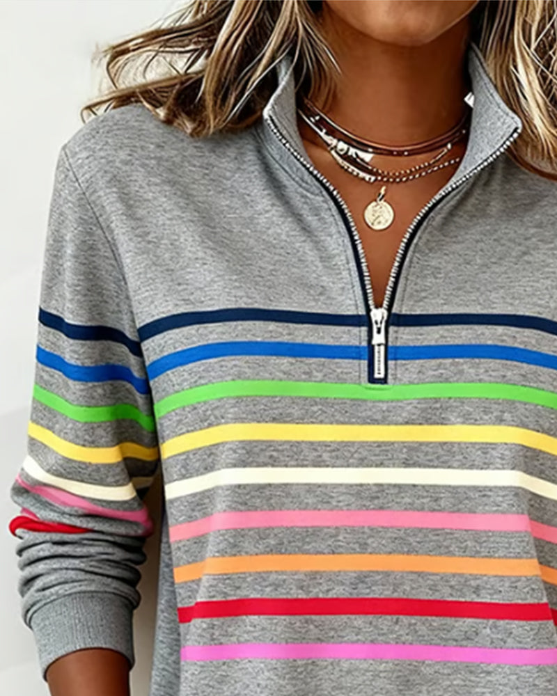 Viena – Sudadera con cremallera de rayas de colores