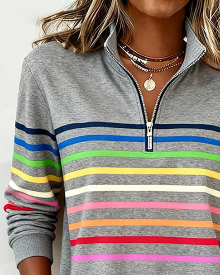 Viena – Sudadera con cremallera de rayas de colores