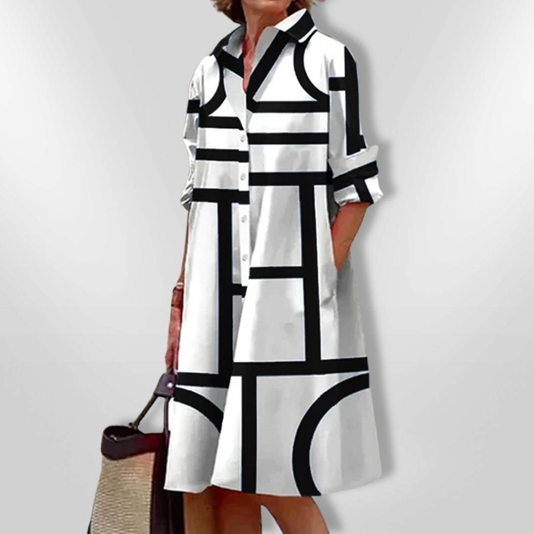 Helena | Vestido midi con estampado geométrico