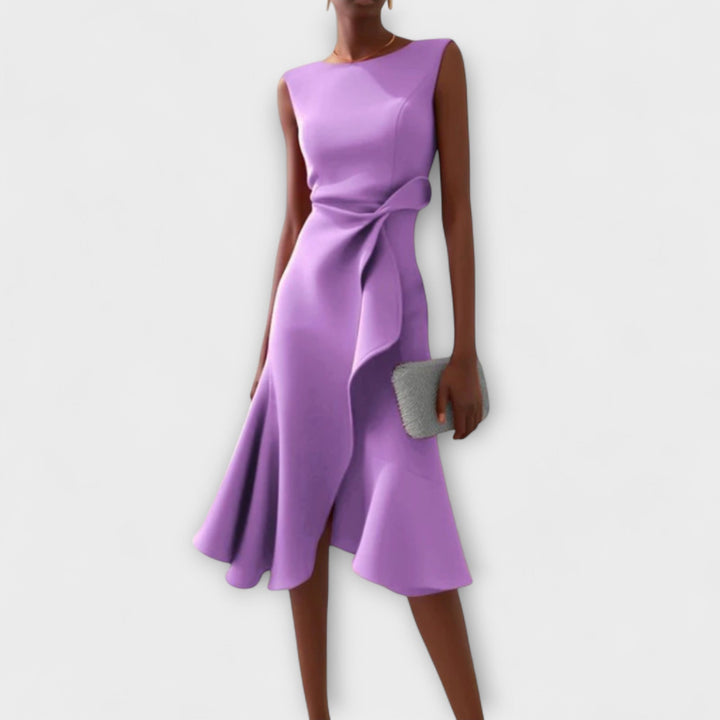 Juliette – Vestido midi asimétrico drapeado