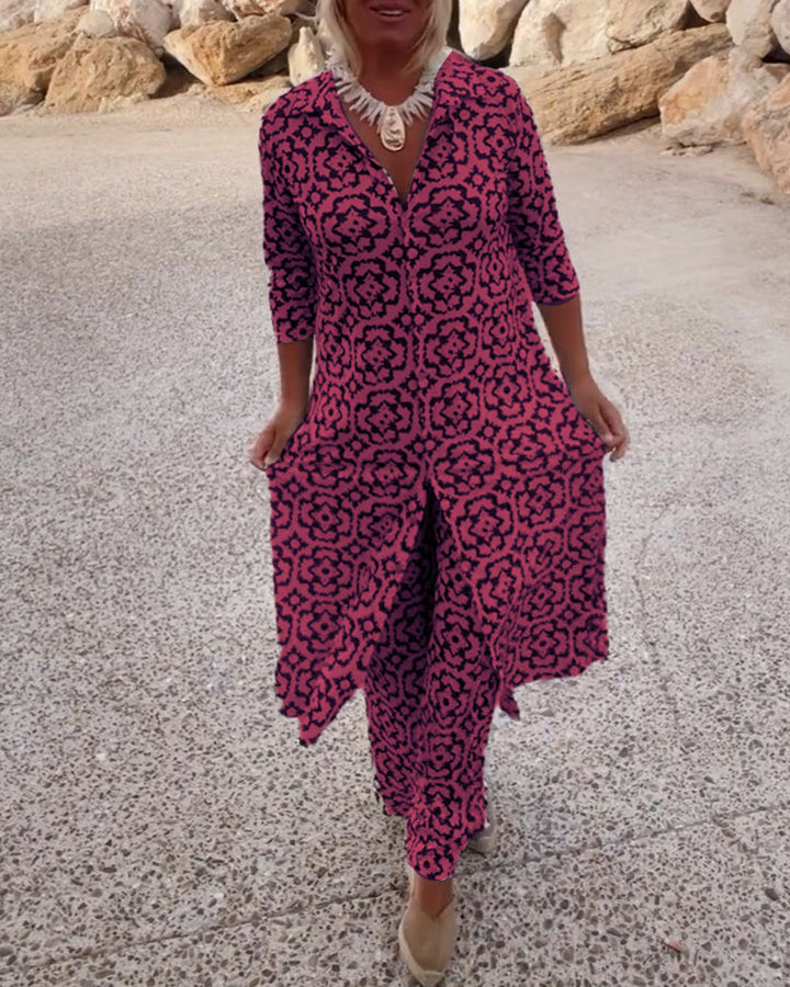 Amalia™ | Conjunto de botones de solapa de dos piezas con estampado vintage
