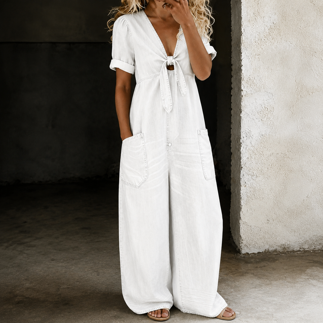 Maya | Mono de Denim de Pierna Ancha para Mujer