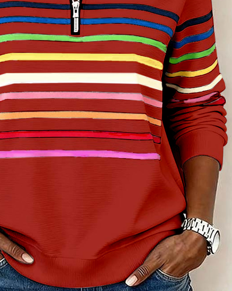 Viena – Sudadera con cremallera de rayas de colores