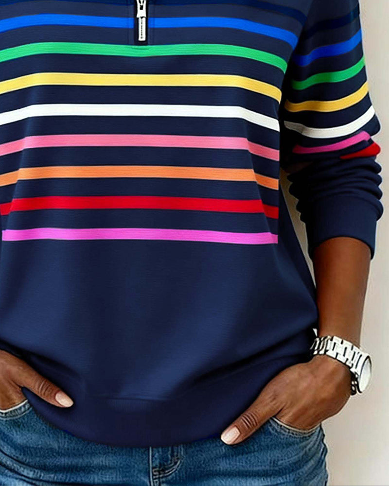 Viena – Sudadera con cremallera de rayas de colores
