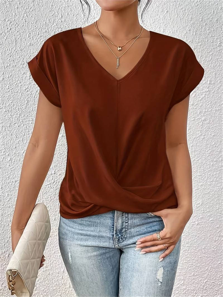 Cleo - Camiseta informal cuello V corazón
