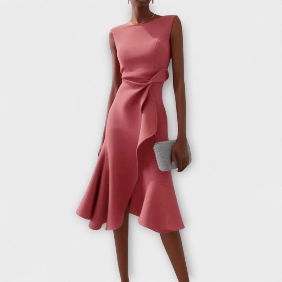 Juliette – Vestido midi asimétrico drapeado