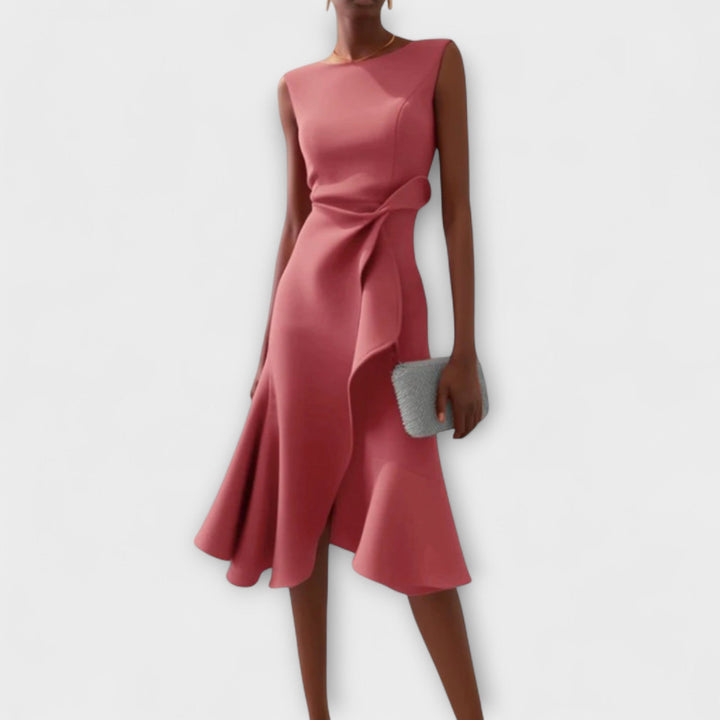 Juliette – Vestido midi asimétrico drapeado