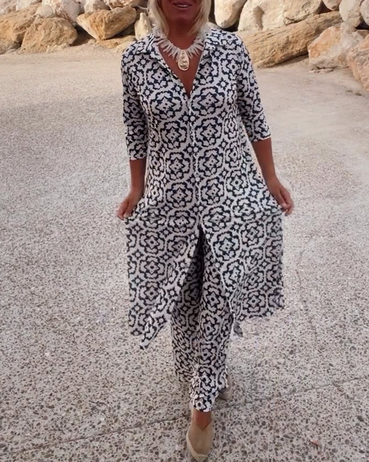 Amalia™ | Conjunto de botones de solapa de dos piezas con estampado vintage