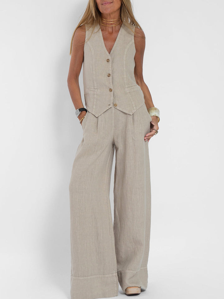 Ella | Conjunto de chaleco y pantalón ancho (Casi agotado)