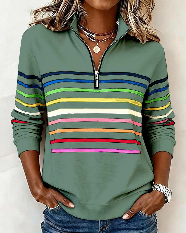 Viena – Sudadera con cremallera de rayas de colores