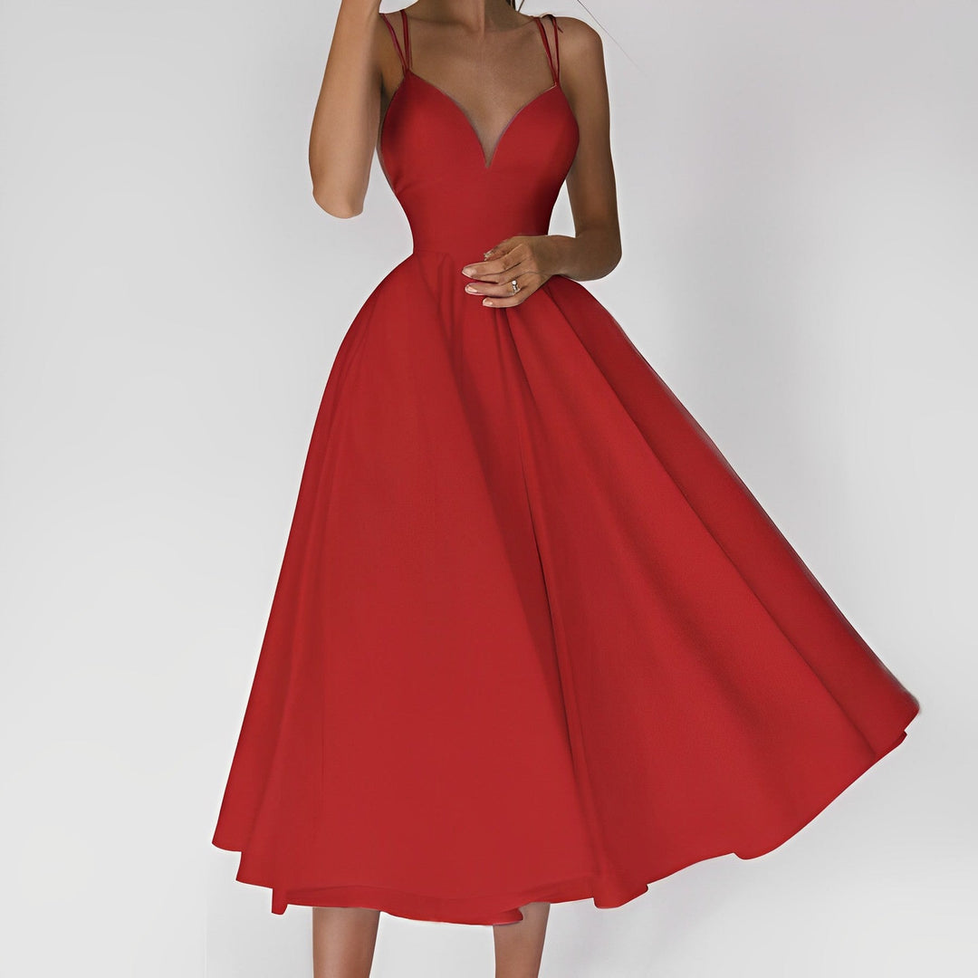 Aura - Vestido de Mujer cuello en V y espalda al aire