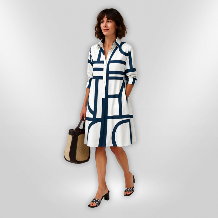 Helena | Vestido midi con estampado geométrico