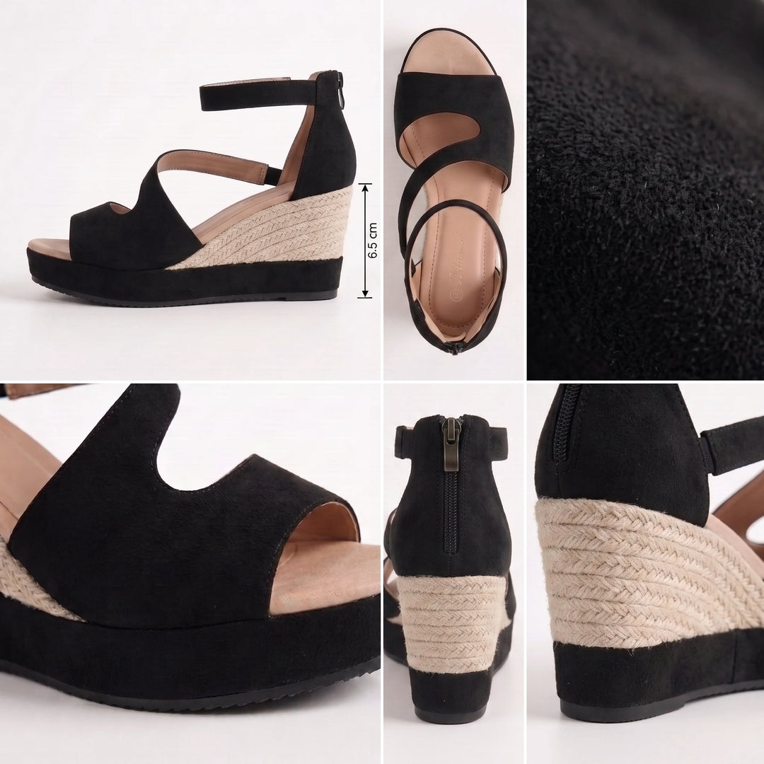 Monica | Cuña de Esparto para el Verano con Cremallera para Mujer